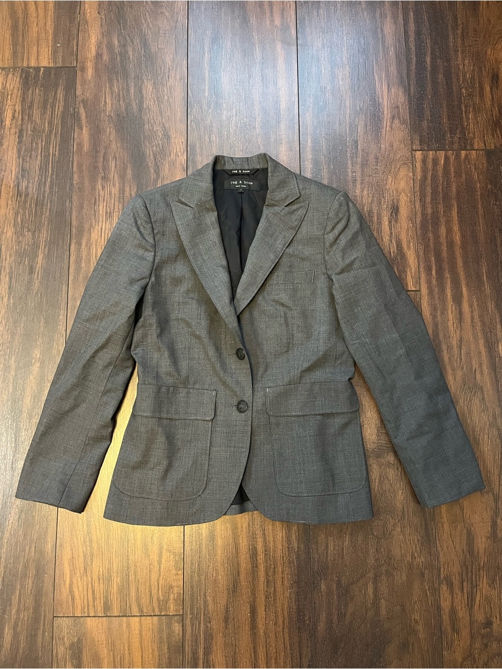 Rag & Bone New York Gray Wool Blend Tailored Blazer Jacket Women’s Size 0